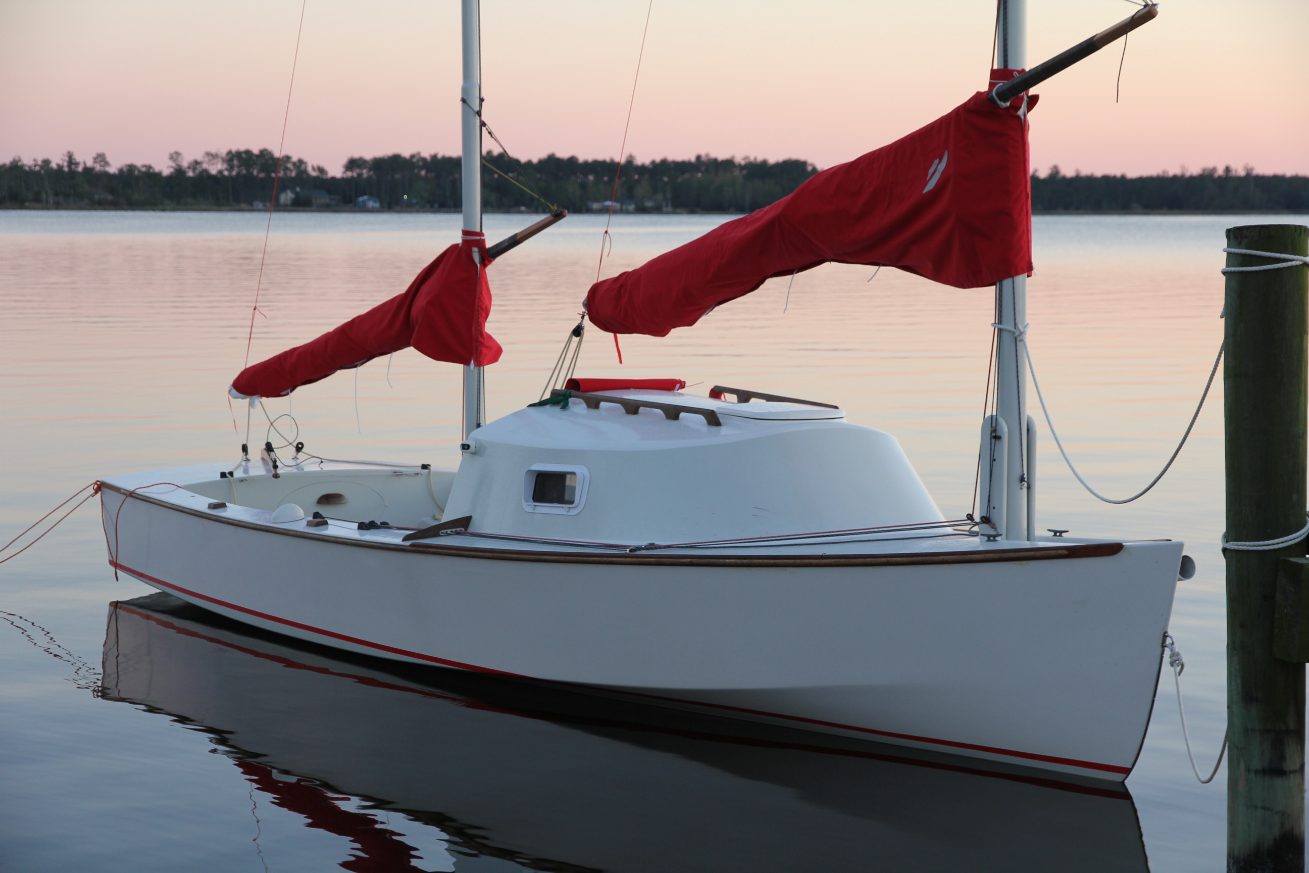 B&B sailboat at sunset — North Carolina sound